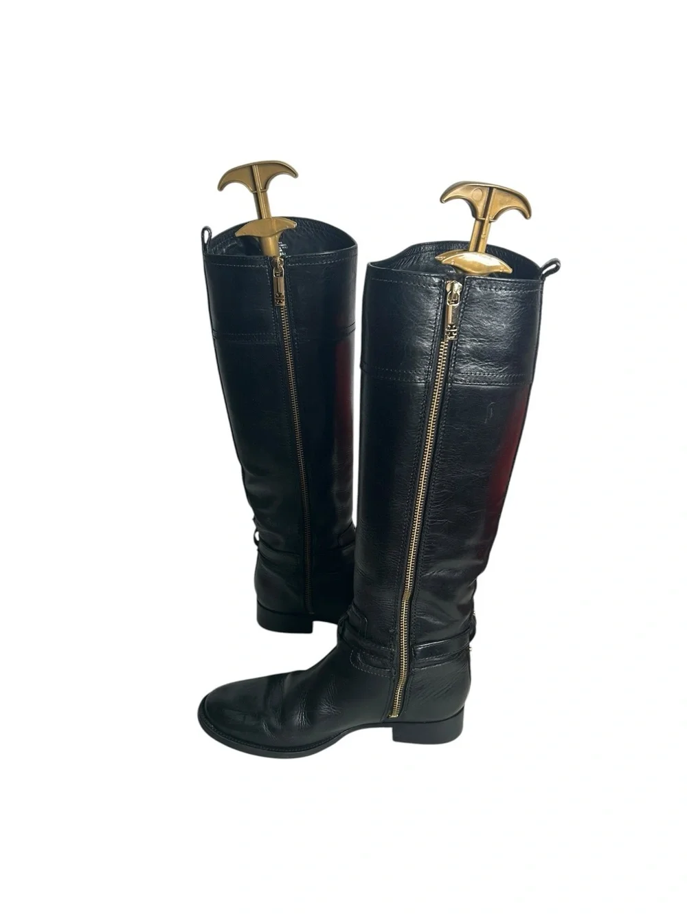 Tory Burch Nadine Black Leather Logo Knee High Riding Boots Woman’s Size 6